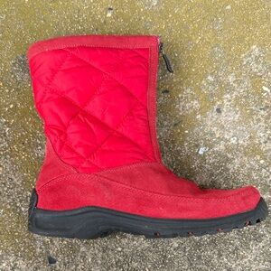 Lands' End Red Quilted Winter Boots